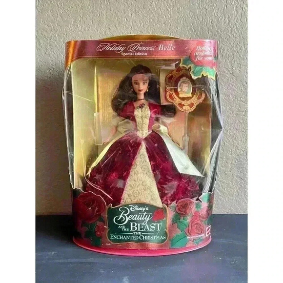 VINTAGE 1997 Holiday Princess Belle Barbie Doll Disney Beauty & the Beast Mattel - Picture 1 of 8
